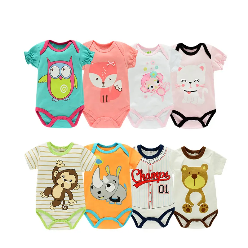 Baby Zomer Cartoon Romper Met Korte Mouwen 2023 Nieuwe Baby Wrap Kleding Baby Onesie