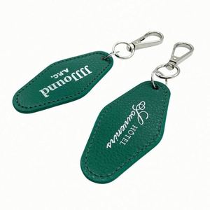 High Quality Engraveable Silk Screen Pu Car logo Laser Braided Rope Rhomboid Hotel <b>Key</b> <b>Chain</b> Pattern Custom <b>Leather</b> Keychain - Product Image 1