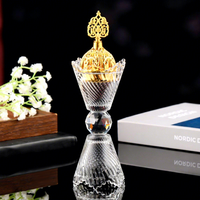 Ensemble de brûleurs à encens arabes en bois de cristal, allumeur de Bakhoor en métal à refoulement, grands brûleurs d'encens Zen en résine Mubkhar
