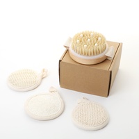 Tampons à récurer pour le bain Ensemble de quatre pièces Brosse de massage pour la tête à main Corps Pointillé Chanvre Coton Luffa Ovale Ensemble de récurage pour le bain Poils