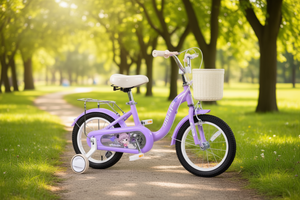 Bicicletta per bambini con telaio in acciaio da 16 pollici, con rotelle e cestino in vimini, per bambini dai 3 ai 6 anni, per uso esterno - Product Image 2