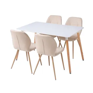 Cadeira de jantar de veludo com pernas de madeira, mesa de jantar japonesa original simples para 4 e 6 pessoas, novo produto por atacado
