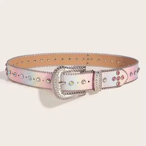 Hebillas de Cuero Personalizadas de Alta Resistencia con Calavera de Aleación Removible y Cristales Brillantes de Arcoíris para Niños de Marcas Famosas - Product Image 4