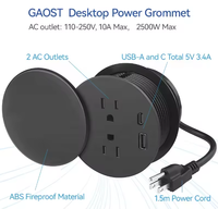 Prise simple standard européenne avec USB Type C, prise encastrée ronde avec cache-poussière, adaptée au bureau, à la maison, au bureau
