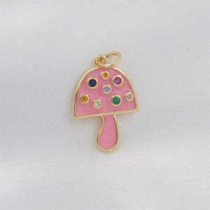 ट्रेंडी प्यारे मशरूम गहने पेलेंट 18k सोने के कोलोर तामचीनी ने जिरकॉन आकर्षण गहने हार का प्रतीक प्रतीक आभूषण - Product Image 5