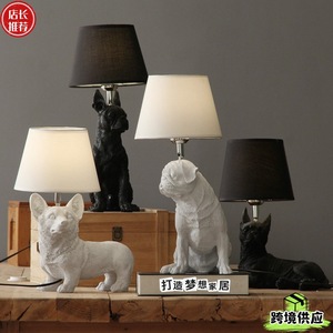 Lámpara de mesa nórdica con forma de cachorro, resina E27, accesorio de iluminación decorativo para dormitorio y estudio - Product Image 1