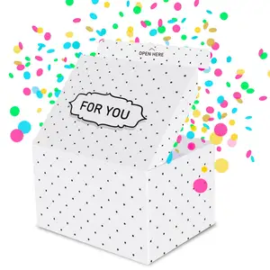 Explosion Überraschung-Schachtel Geschenk handgefertigt Geburtstag Jahrestag Hochzeit DIY explodierend Konfetti Geburtstag Pop-Up-Papier-Geschenkbox weiß