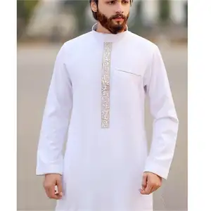 长衫Jubbah穆斯林中东阿拉伯男子民间服装欧美穆斯林印花服装男子长袍印度妇女