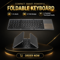 Teclado Bluetooth Inalámbrico Plegable de 3 Canales, Teclado de Viaje Plegable con Carga Tipo-C, Compatible con Windows, iOS, Android y Mac