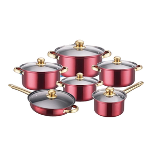 Wholesale Custom Color Stainless Steel Non-Stick Pan <b>Set</b> Gold Handle Dishwasher Oven Safe Eco-Friendly <b>Cookware</b> <b>Set</b> - Product Image 1