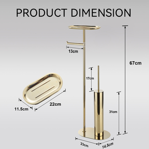 Porte-<span class=keywords><strong>rouleau</strong></span> de <span class=keywords><strong>papier</strong></span> <span class=keywords><strong>toilette</strong></span> Standi gratuit en acier inoxydable combiné avec support de rangement pour brosse de <span class=keywords><strong>toilette</strong></span> - Product Image 6