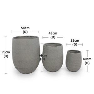 Pot de fleurs en fibre de verre de style américain, design en forme d'œuf gris clair moucheté pour la décoration intérieure et extérieure du jardin et du patio - Product Image 2