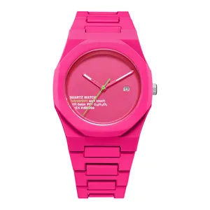 SHUAIKE1142 Calendar Pink Quartz Watch Fashion New Trend Classic Creative Plastic Case Men's Watch Quartz Watch