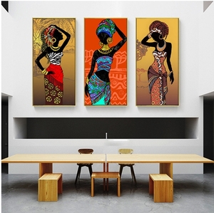 Arte <span class=keywords><strong>de</strong></span> Pared Étnico Africano Vintage, 3 Piezas, Impresiones en Lienzo <span class=keywords><strong>de</strong></span> Mujer Negra Pintadas <span class=keywords><strong>al</strong></span> Óleo, <span class=keywords><strong>Cuadros</strong></span> Decorativos para Sala <span class=keywords><strong>de</strong></span> Estar - Product Image 4