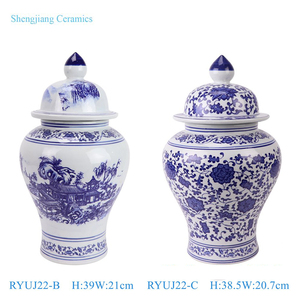 RYUJ27-30 Vaso in <span class=keywords><strong>Ceramica</strong></span> <span class=keywords><strong>Blu</strong></span> con Motivi Floreali Intrecciati di Jingdezhen a Prezzo Conveniente - Product Image 3