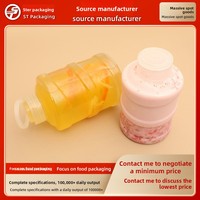 Botol Plastik PET Transparan Mini Gaya Influencer untuk Minuman Teh Susu 500ml, Cangkir Kreatif dengan Tutup Plastik, Teh Bunga, Grosir