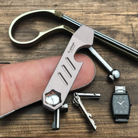 Mini-outil multifonction robuste en titane pour porte-clés - Outil miniature puissant et portable, tournevis, ouvre-bouteille et ouvre-boîte