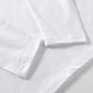 เสื้อยืดคอกลมแขนยาวผ้าฝ้าย210GSM สำหรับผู้หญิงและผู้ชายพิมพ์ลายโลโก้สีทึบทรงโอเวอร์ไซส์เปล่า - Product Image 3