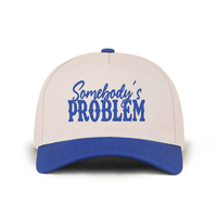 Gorra de Béisbol Personalizada de Cinco Paneles en Dos Tonos, Bordada con la Frase "Somebody's Problem", Venta Directa de Fábrica