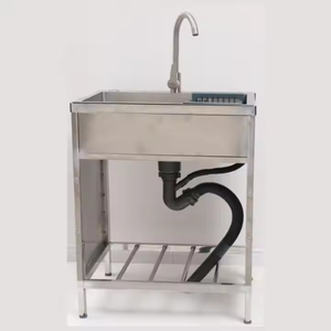 Lavello <span class=keywords><strong>cucina</strong></span> con rubinetto circolare acqua calda e fredda tubo di ingresso vasca lavanderia in acciaio inossidabile con mensola - Product Image 5