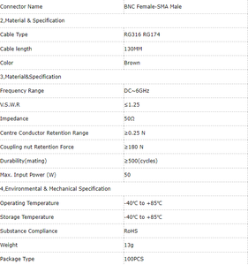 Câble de raccordement RF BNC femelle vers SMA mâle, câble coaxial flexible RG316 à faible perte, haute fréquence, pour <span class=keywords><strong>antenne</strong></span> radio - Product Image 4