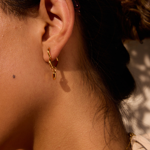 J & D moda 18K PVD placcatura oro acciaio inossidabile infinito cuore cerchio rosso goccia asimmetrico stile AB orecchini - Product Image 2