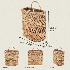 <strong>Wall</strong> Hanging Eco-Friendly Vintage Rectangle Water Hyacinth Woven <strong>Storage</strong> <strong>Basket</strong> for Bathroom Plant Sundries &amp; Vegetables - Product Image 1