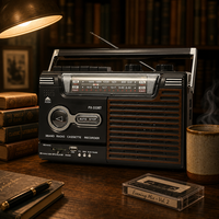 Lecteur de cassettes rétro multifonction multi-bandes en plastique à volume élevé, radio, enregistreur, batterie rechargeable, fabrication d'usine