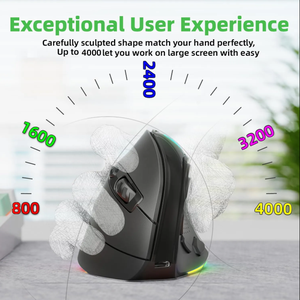 Dual-chế độ không dây RGB quang USB Receiver Chuột 4000 <span class=keywords><strong>CPI</strong></span> 9 nút RGB Backlit Ergonomic dọc không dây chuột - Product Image 3