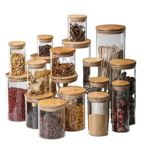 YOIOWE HOME Modern Design Kitchen Organizer Glass Sealed Spice Jar Set For Tea Coffee Party Food Storage Jar Containers