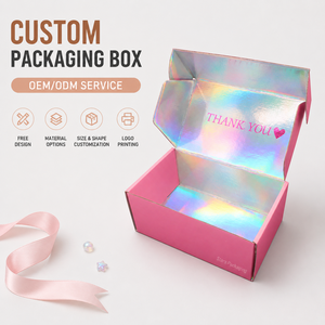 Boîte cadeau holographique rose pour cosmétiques, emballage d'abonnement pour vernis à <span class=keywords><strong>ongles</strong></span>, boîte d'expédition en carton ondulé personnalisée - Product Image 1