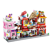 657004-657047 Modelo de Escena Urbana de Plástico, Bloques de Construcción de Piezas Pequeñas, Juguete DIY para Niños y Niñas, Mini Castillo de Juguete, 100-400 Piezas