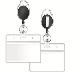 Cross Border Reusable Black Zinc Alloy <b>Id</b> Cover Easy Pull Retractable Buckle Waterproof Bank Card <b>Holder</b> Other Lanyards - Product Image 4