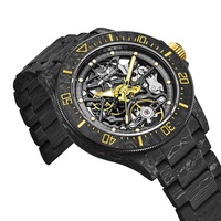 Reloj Mecánico Automático de Fibra de Carbono de 40 mm para Hombre - Cristal de Zafiro con Manecillas Luminiscentes y Cierre de Doble Botón