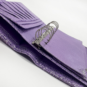 A6 Shiny PU Leather 6 Ring <strong>Binder</strong> Wallet with Card Holder and Flyleaf Sheet Zipper Pocket for <strong>Budget</strong> Saving Planner <strong>Binders</strong> - Product Image 3