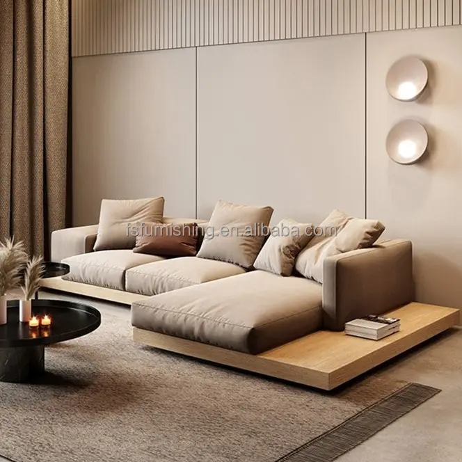 Sofá Modular de estilo nórdico para sala de estar, moderno, suave y cómodo, con base de madera