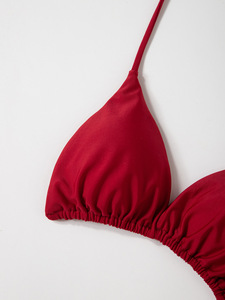 Nouveau <span class=keywords><strong>Maillot</strong></span> <span class=keywords><strong>de</strong></span> <span class=keywords><strong>Bain</strong></span> Bikini 2 Pièces Sexy à Bretelles et Lacets Couleur Unie Élégant pour Femme 2026 - Product Image 4