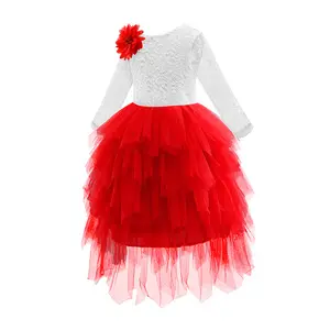 2023 Hot Sellers Backless Flower Layered Fluffy Tulle Design Party Wear Dress For Girls DGLG-071