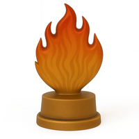 Trophée personnalisé en résine WeiVista avec flamme en mouvement, gravure de logo et texte personnalisé pour les festivals sportifs