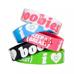 Keep a Breast - I Love Boobies Bracelet Heart Silicone Wristband Pulseira Customize
