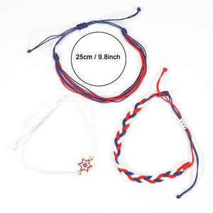 Wrap <b>Bracelets</b> Hemp <b>Rope</b> Red White Blue Star 4th Of July Party Unisex Casual Sporty Style - Product Image 3