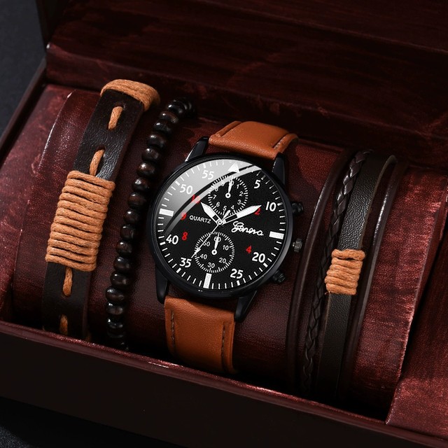 LP05 Business Luxury Cross-Border Combination Set Calendar Dial Popular Classic Men's Sports Zinc Alloy Band Watch for Men Reloj