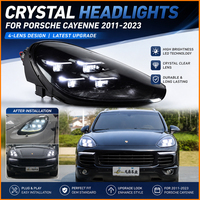 Feux de voiture pour Porsche Cayenne 2011-2023, ensemble de phares LED, mise à niveau du style le plus récent, projecteur en cristal, 4 lentilles, phare avant