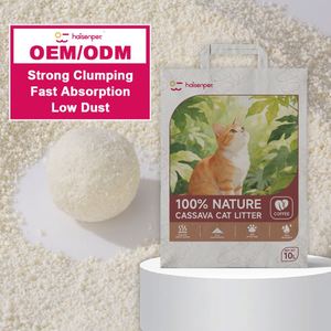 Échantillons Gratuits Litière pour Chat en Manioc Jaune et Blanc, Qualité Alimentaire, Efficace Contre les Odeurs, Biodégradable, Écologique, Sans Poussière - Product Image 1