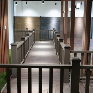 Escalier extérieur WPC à faible entretien garde-corps noir <span class=keywords><strong>balustrade</strong></span> et mains courantes <span class=keywords><strong>balustrade</strong></span> en plastique <span class=keywords><strong>composite</strong></span> rail de <span class=keywords><strong>balcon</strong></span> - Product Image 6