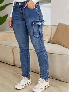 <span class=keywords><strong>Jeans</strong></span> <span class=keywords><strong>Skinny</strong></span> da Donna a <span class=keywords><strong>Vita</strong></span> <span class=keywords><strong>Bassa</strong></span> Elasticizzati con Tasche Laterali per un Vestibilità Slim e Lusinghiera Stile Street Europeo-Americano - Product Image 3