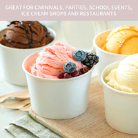 Échantillon Gratuit – Vente en Gros – Personnalisé – Gobelet en Papier Jetable de 500 ml pour Crème Glacée avec Couvercle Dôme – Idéal pour Yogourt Glacé et Gelato