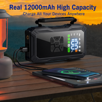 Démarreur de voiture portable à courant de crête de 1500A, gonfleur de pneus 150PSI, batterie externe 12000mAh pour moteur de moto essence 7L/diesel 5L