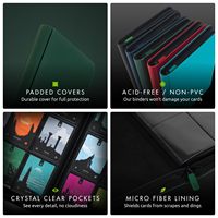 Classeur pour cartes à collectionner MIO à 12 pochettes avec fermeture éclair, capacité de 480 cartes TCG de taille standard, 20 pages à chargement latéral, rembourré, résistant à l'eau, en cuir PU