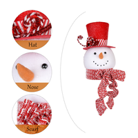 Ornement de tête de bonhomme de neige rouge scintillant avec bordure en canne à sucre pour couronne de Noël, arbre, cheminée et présentation festive en magasin – Personnalisable